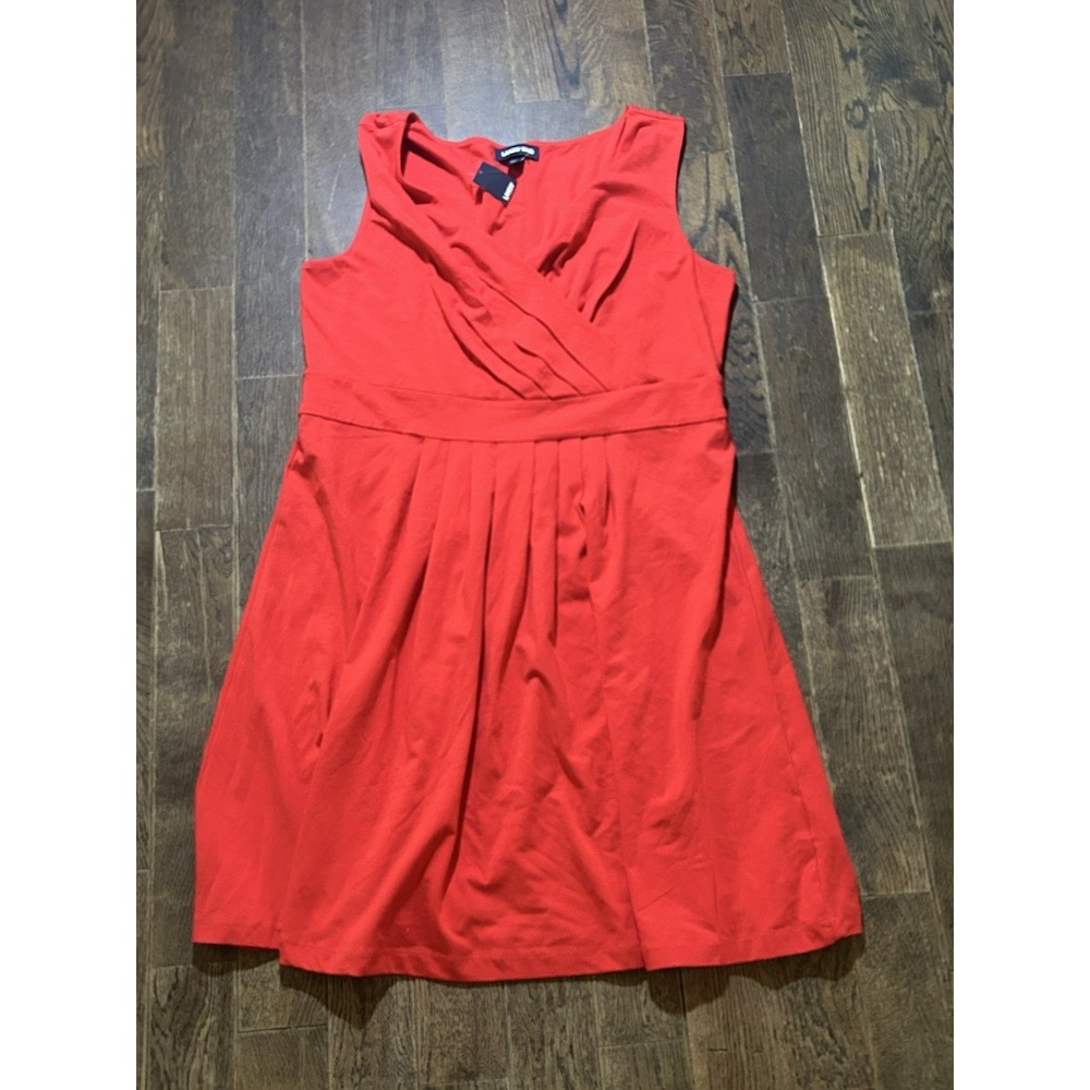 Lands' End Womens Red Sleeveless Surplice Neck Fit & Flare Dress Size XL/P NWT